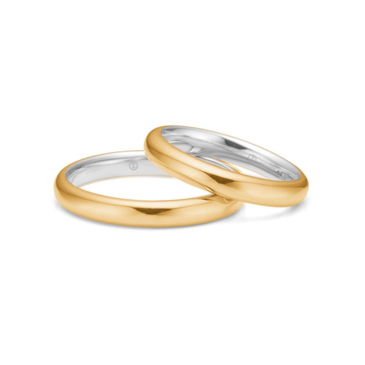 Elegante Mads Z Trauringe, 3 mm breit, glatt verarbeitet, aus 8 Karat Gold mit Silberkern – Damen- und Herrenring im zeitlosen Design
