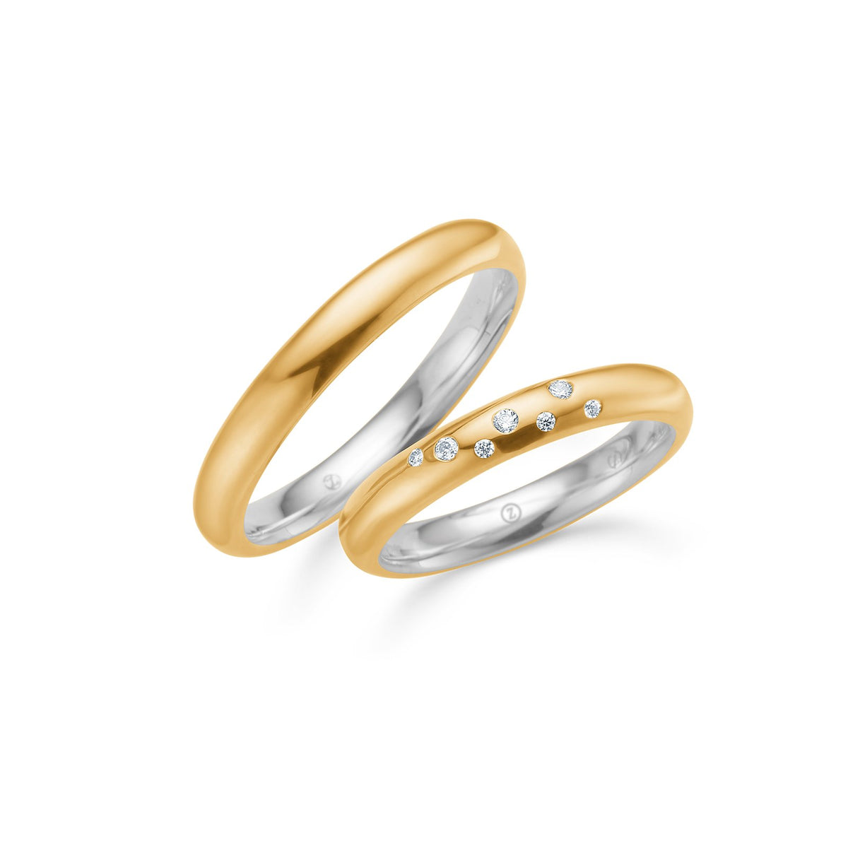 Mads Z stilvolle Trauringe „Sternenstaub“, 3 mm breit, aus 8-karätigem Gold mit Silberkern – eleganter Damenring und klassischer Herrenring