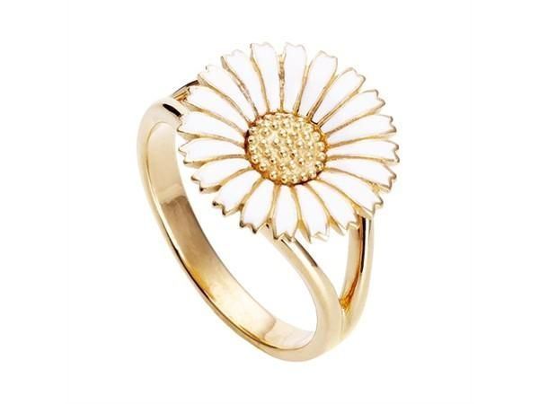 Marguerit ring 15 mm hvid/forg