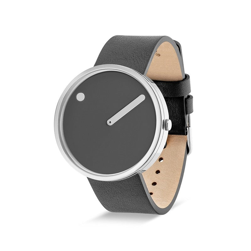 Picto - Thunder grey Zifferblatt mit grauem Lederband 34 mm