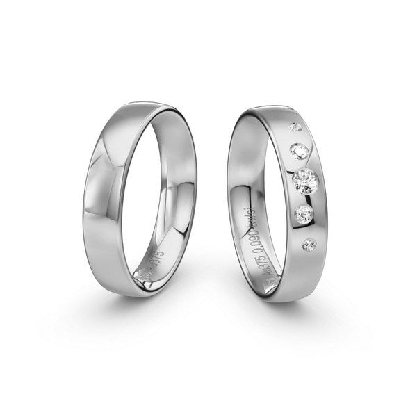 Vielsesringe i 14 kt. hvidguld med 0,08 ct. stjernedrys-diamanter fra Siersbøl Wedding