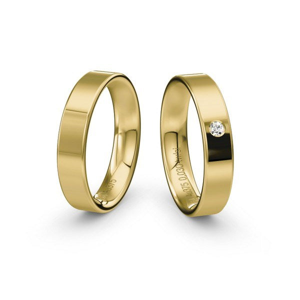 Siersbøl vielsesringe i guld med 0,03 ct. brillant – klassisk og romantisk design