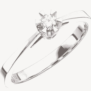Prinsesse Ring i 14kt. hvidguld m. 0,03ct. - 0,50ct. diamant