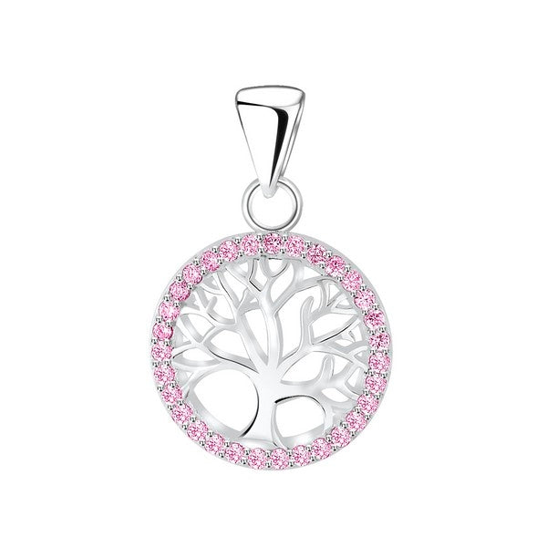 ByBirch - Livets træ vedhæng m. pink zirconia BB-604S