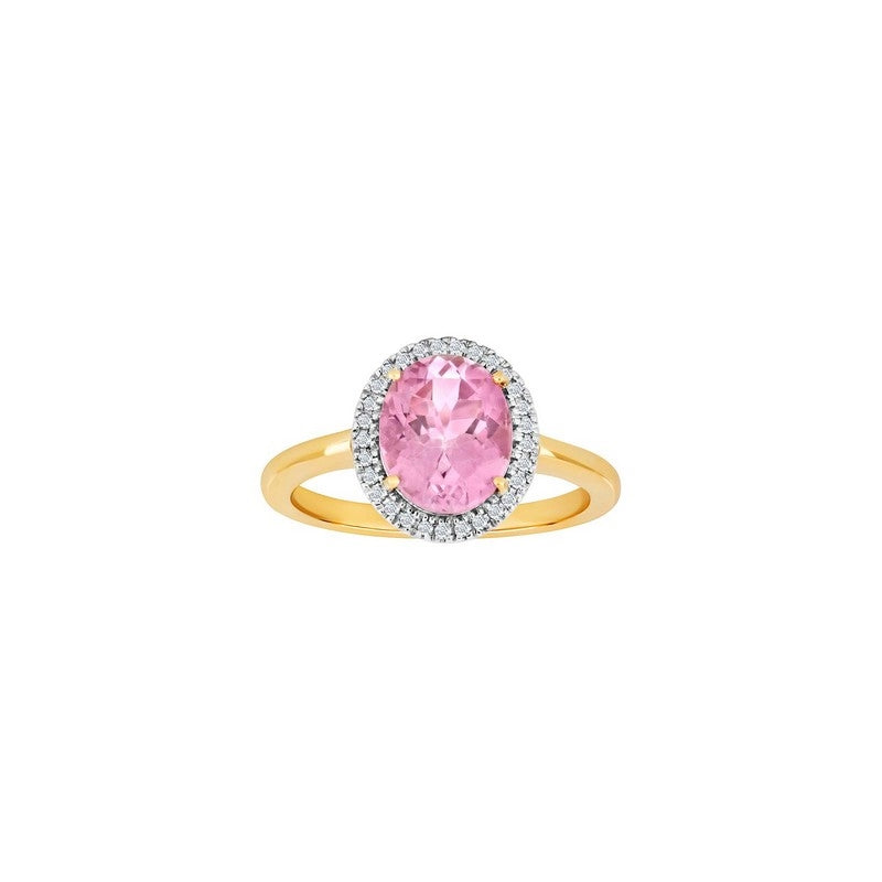 Siersbøl - 14kt. guld ring med pink topas i alt 0,12ct
