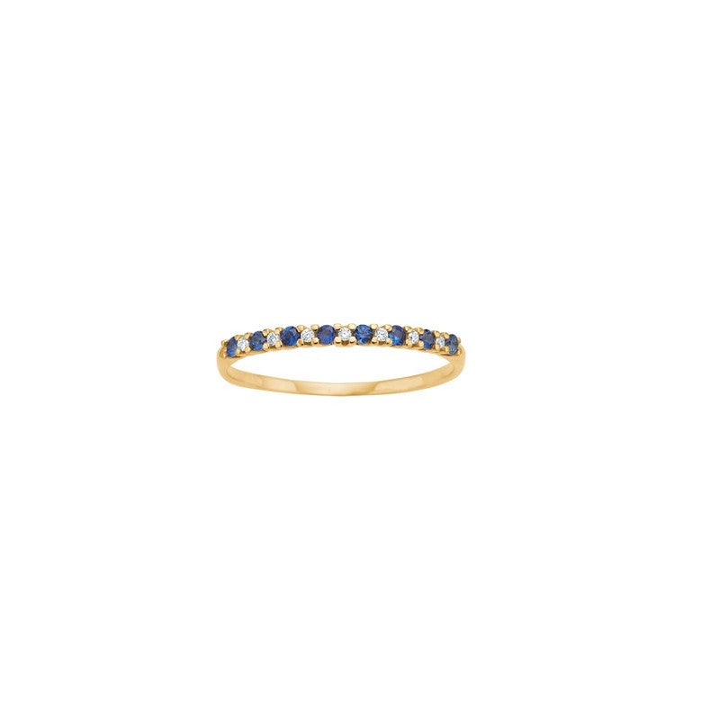 Siersbøl - 14kt. guldring med safir og diamanter 0.028ct W/SI