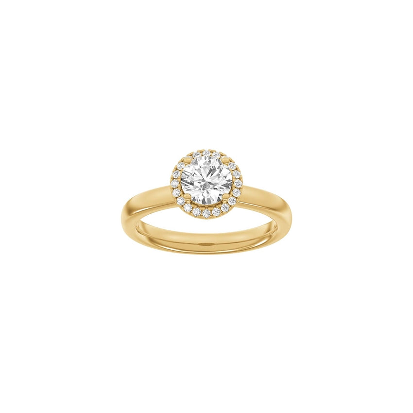 Luxury Halo rund ring i 14 kt rødguld med 1,12 ct lab-grown diamanter fra Siersbøl