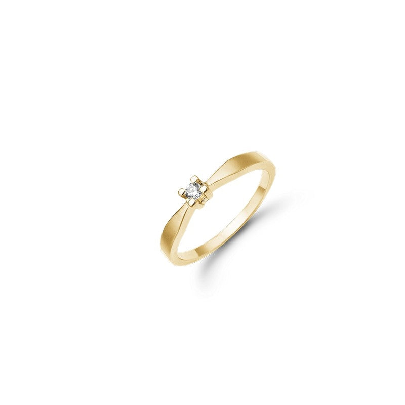 Eternity Diamantring in 14 kt Gold mit Brillant in 4 Krappen von 0,05 ct
