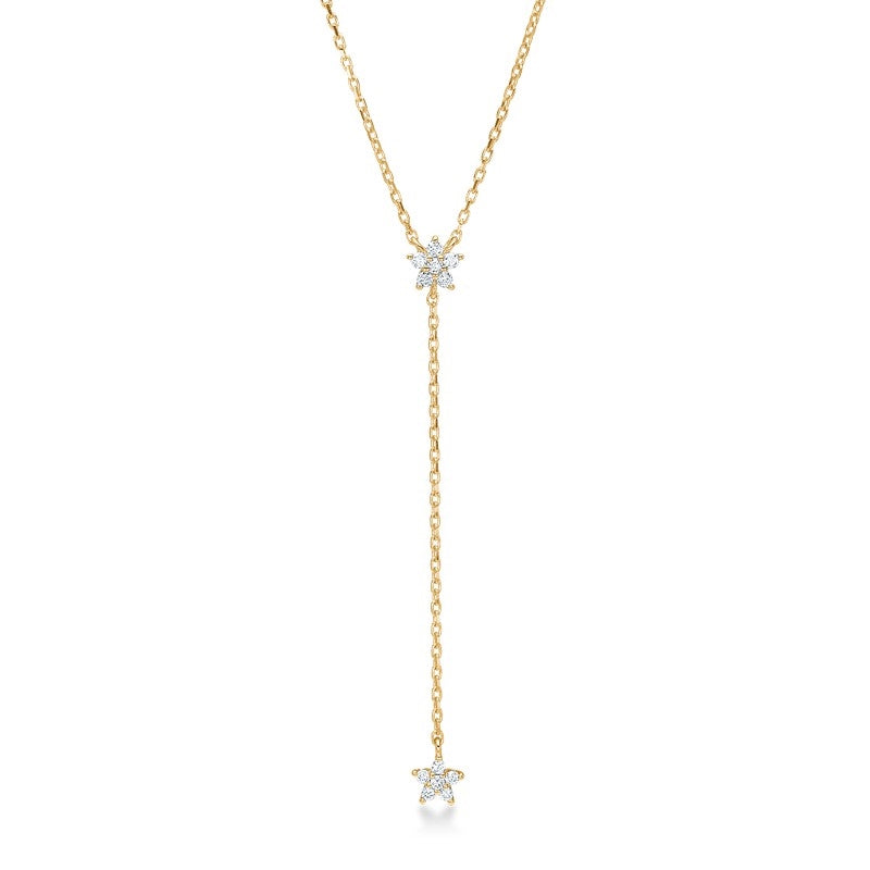 Céleste halskæde i 14 kt guld m aquamarin og 0,12 ct. W.SI