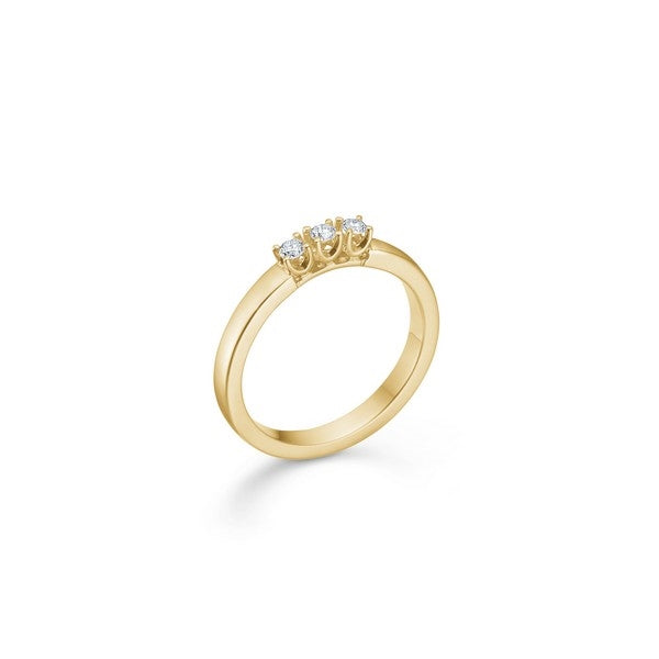 CROWN Alliance Ring I 14 kt. Guld med 3 x brillanter fra 0,04 ct. - 0,09 ct.