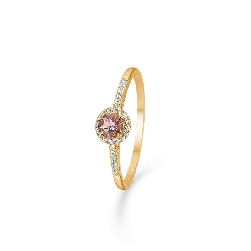 Mads Z Madeleine ring i 14 karat guld med rosa granat og brillanter