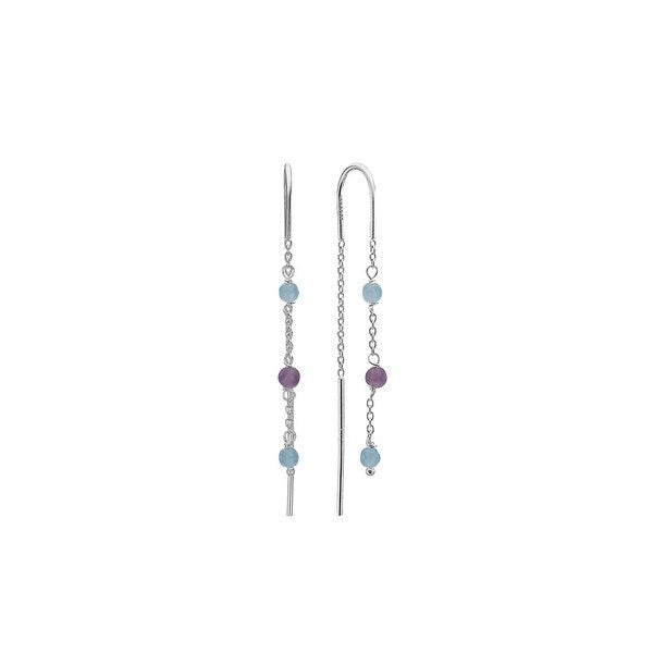 Aagaard - Ørekæder m. amethyst & blå quartz i sølv