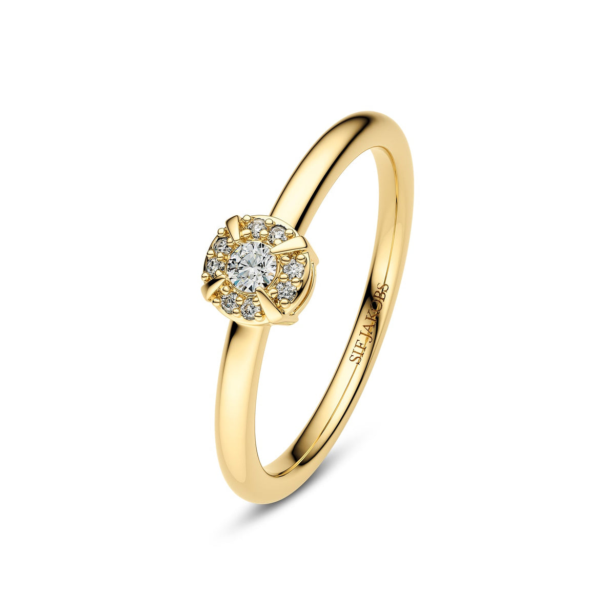 Eleganter Sif Jakobs Rome-Diamantring aus 14-karätigem Gold mit 0,09 ct lab-grown Diamanten