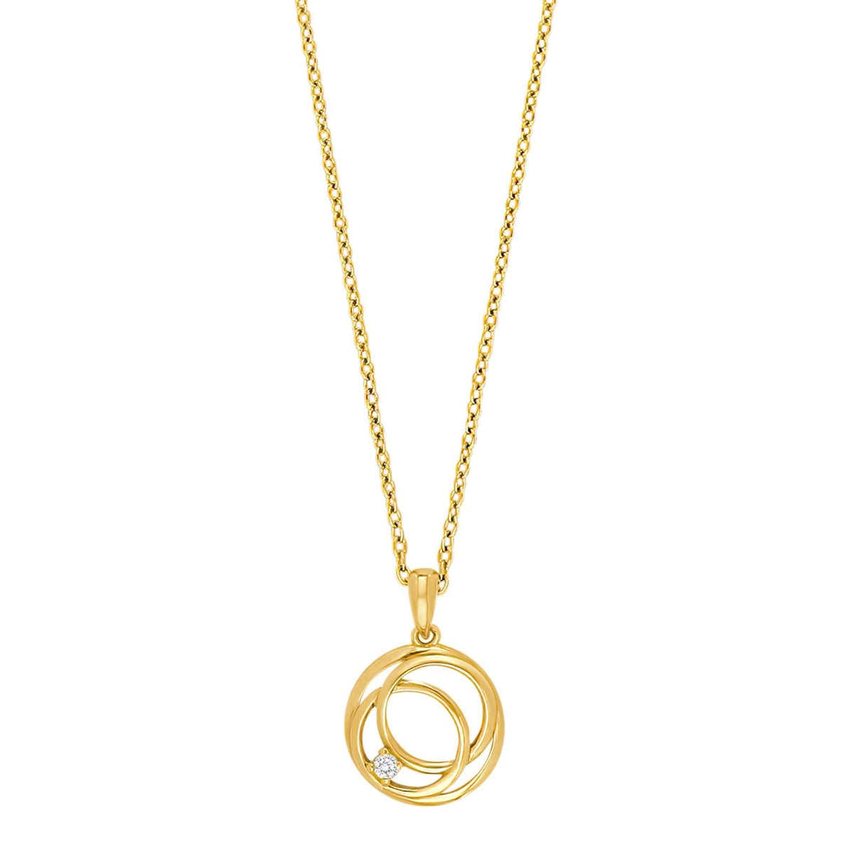 Siersbøl vedhæng i 14 kt. guld med tre overlappende cirkler og en brillant diamant