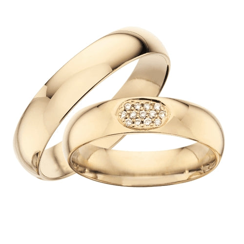Scrouples vielsesringe i guld med oval form og 13 brillanter