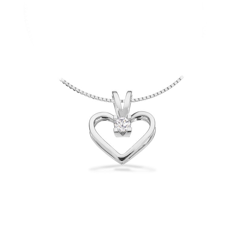 Kleopatra Herz Anhänger in 8 kt. Weißgold 0,05ct.-0,25ct. Diamant