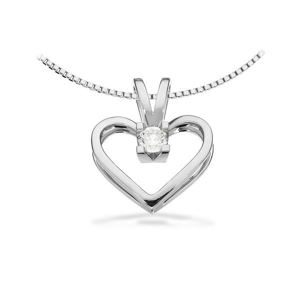 Kleopatra Herz Anhänger in 14kt. Weißgold 0,05ct.-0,50ct. Diamant