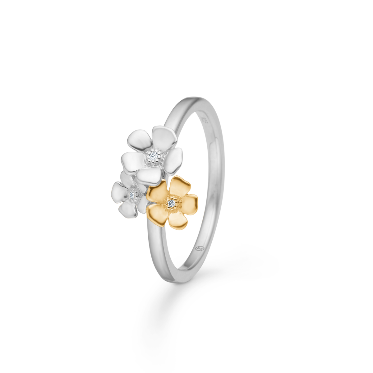 Fleur ring i sølv og 14 kt. guld med diamanter, Mads Z