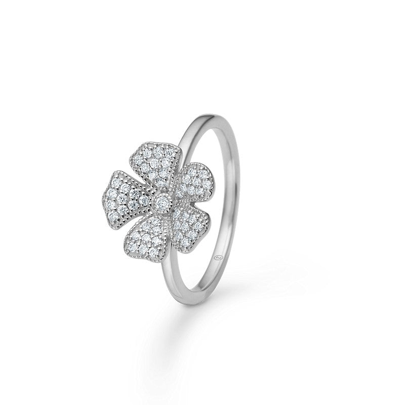 Mads Z Fleur ring i sølv med zirkonia