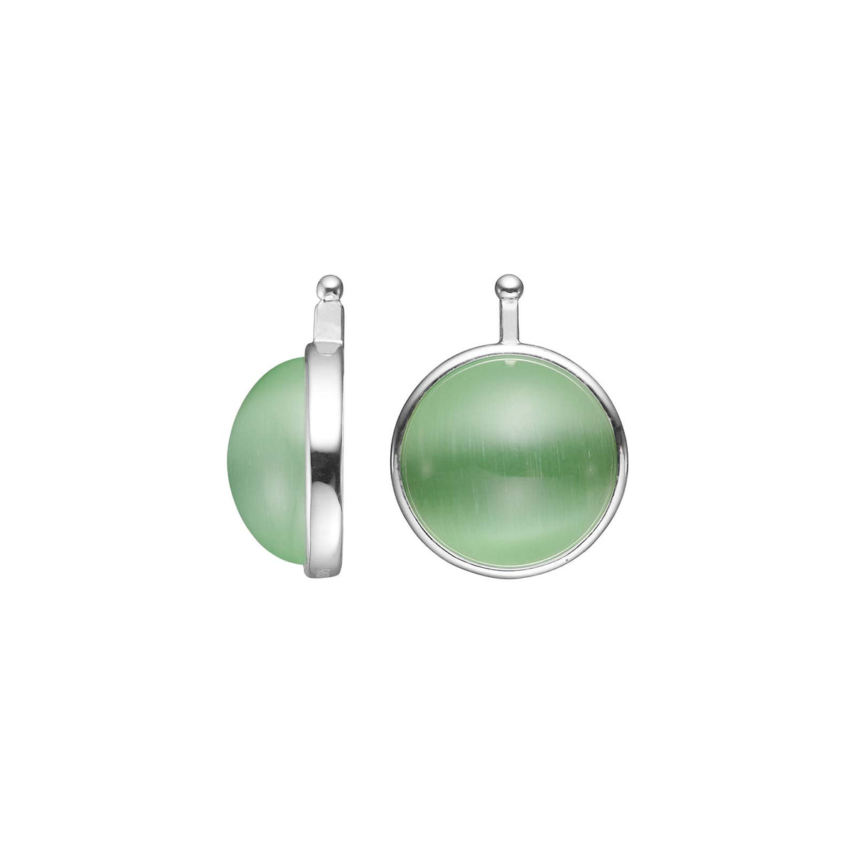 Eleganter Heide Heinzendorff Katzenaugen-Cabochon-Systemanhänger aus Silber mit hellgrünem Stein