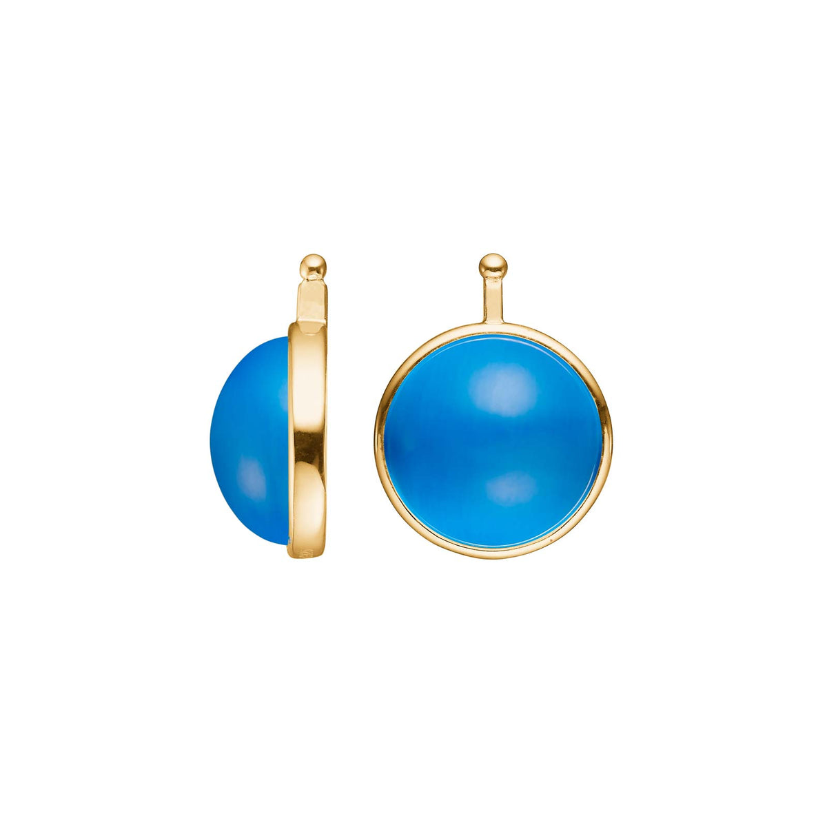Eleganter Heide Heinzendorff Katzenaugen-Cabochon-Anhänger aus vergoldetem Silber mit einem runden, 13 mm großen braunen Stein.