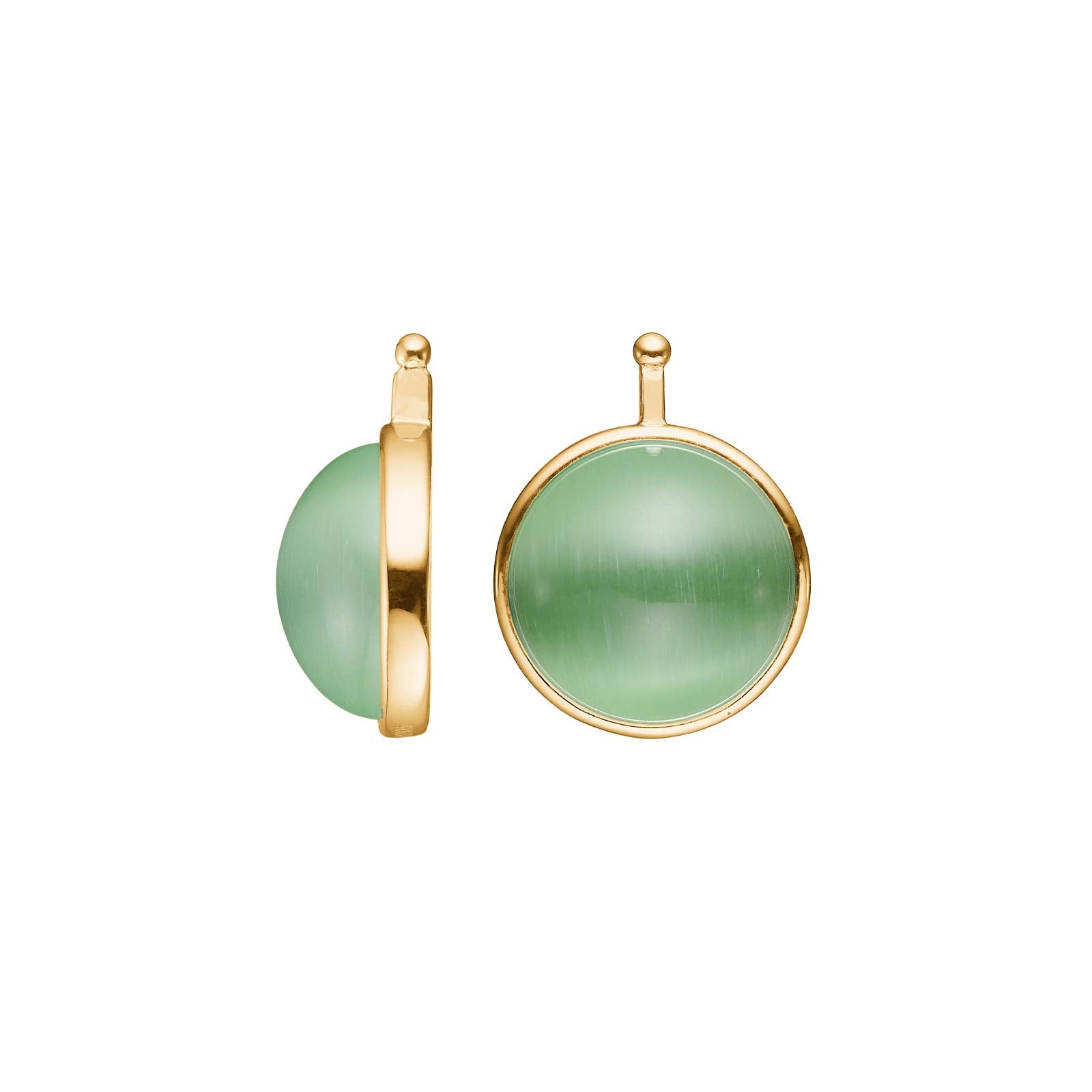 Eleganter Heide Heinzendorff Anhänger aus vergoldetem Silber mit braunem Katzenaugen-Cabochon.