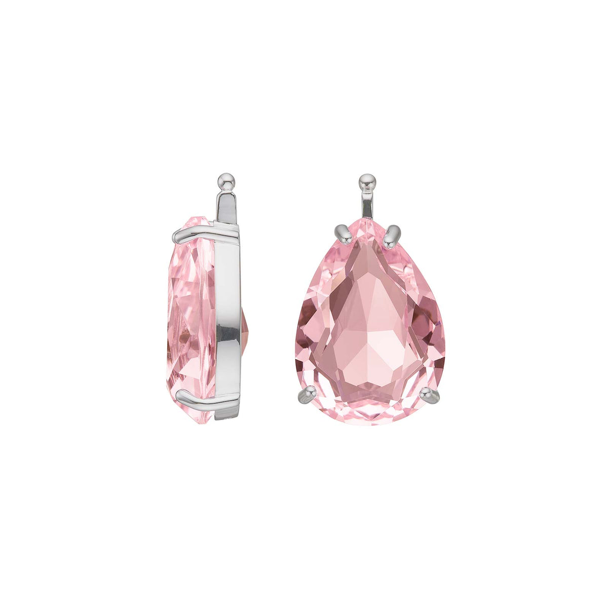 Eleganter Heide-Heinzendorff-Systemanhänger für Ohrringe aus Silber mit facettiertem rosafarbenem Glasstein in zeitloser Tropfenform.