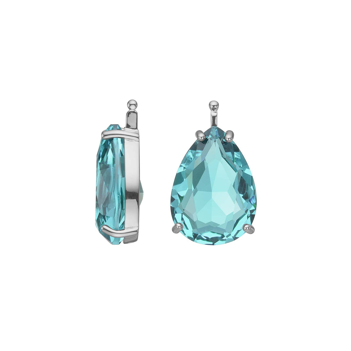 Heide-Heinzendorff-Systemanhänger für Ohrringe aus Silber mit einem tropfenförmigen, facettierten türkisfarbenen Glasstein in 13 x 18 mm – elegant und stilvoll.