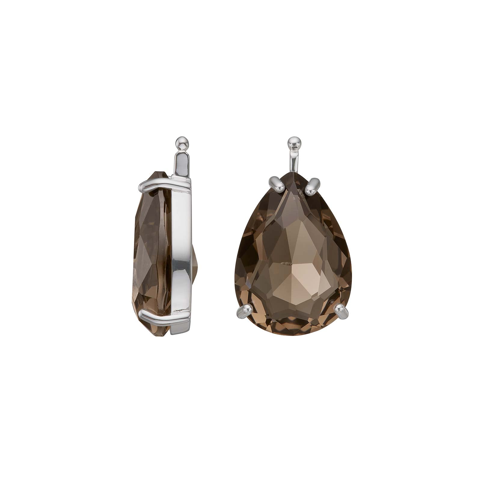 Elegante Heide-Heinzendorff-Ohrringe aus Silber mit einem braunen, facettiert geschliffenen, tropfenförmigen Glasstein – stilvoll und raffiniert.