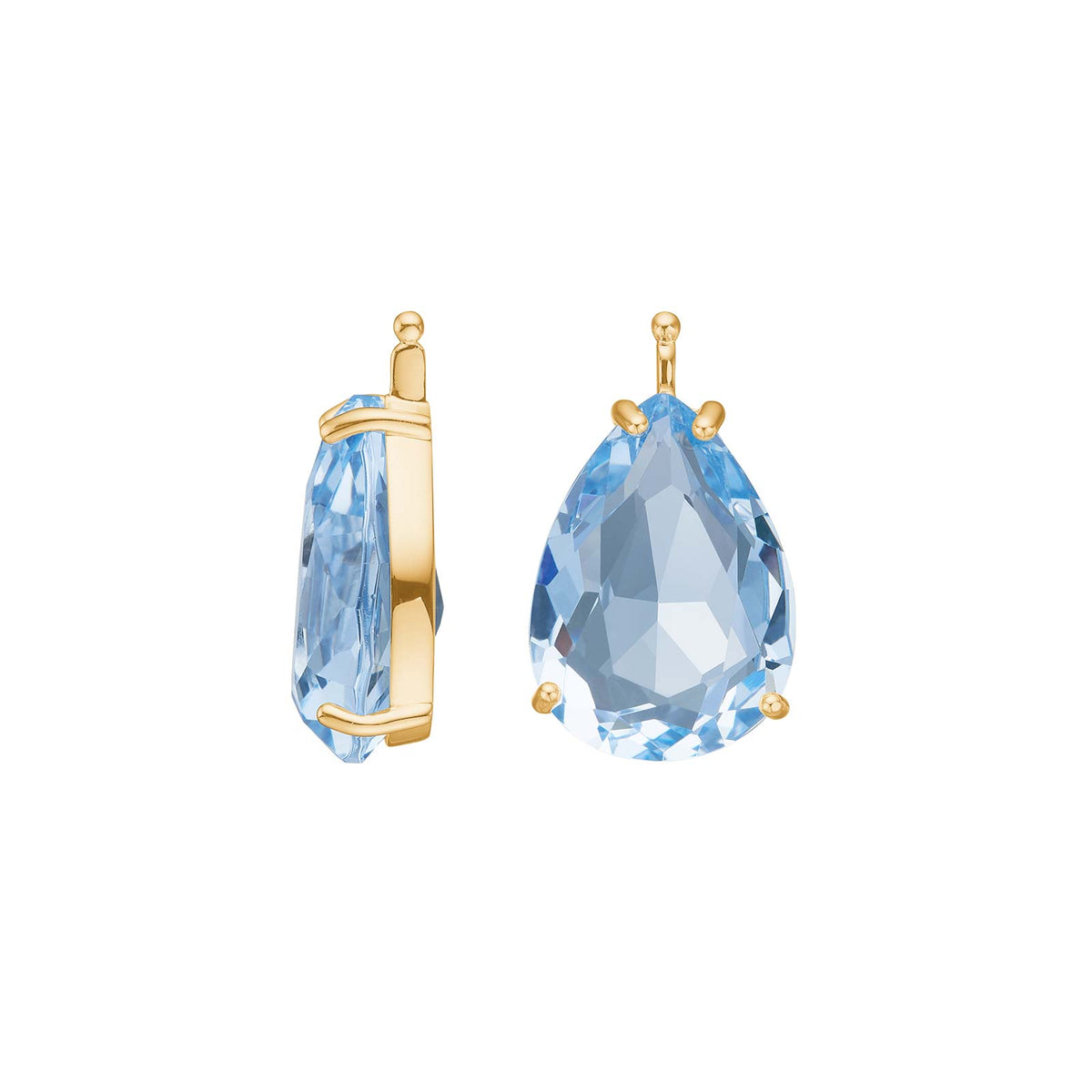 Elegante Heide Heinzendorff Ohrringe aus vergoldetem Silber mit hellblauen, tropfenförmigen facettierten Glassteinen – ein stilvolles und raffiniertes Schmuckstück vom Schmuckzentrum.