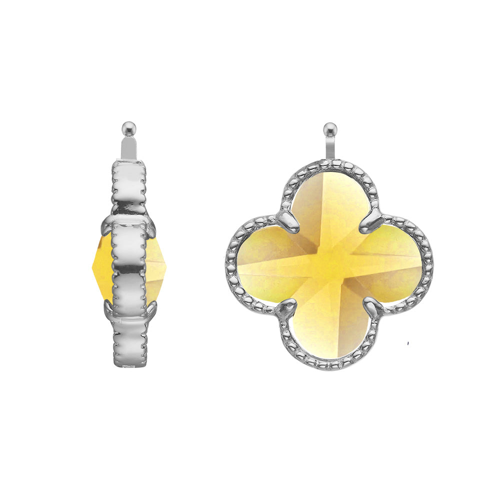 Großer, eleganter Kleeblatt-Anhänger für Ohrringe von Heide Heinzendorff aus Silber mit raffinierter gelber Glasfacette