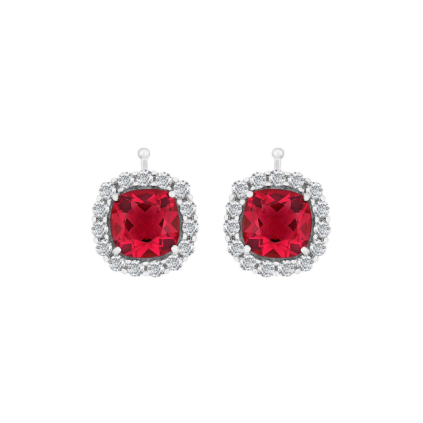Eleganter Heide-Heinzendorff-Rosettenanhänger aus Silber mit tiefrotem Mittelstein und funkelnden Zirkonia, 13 x 13 mm