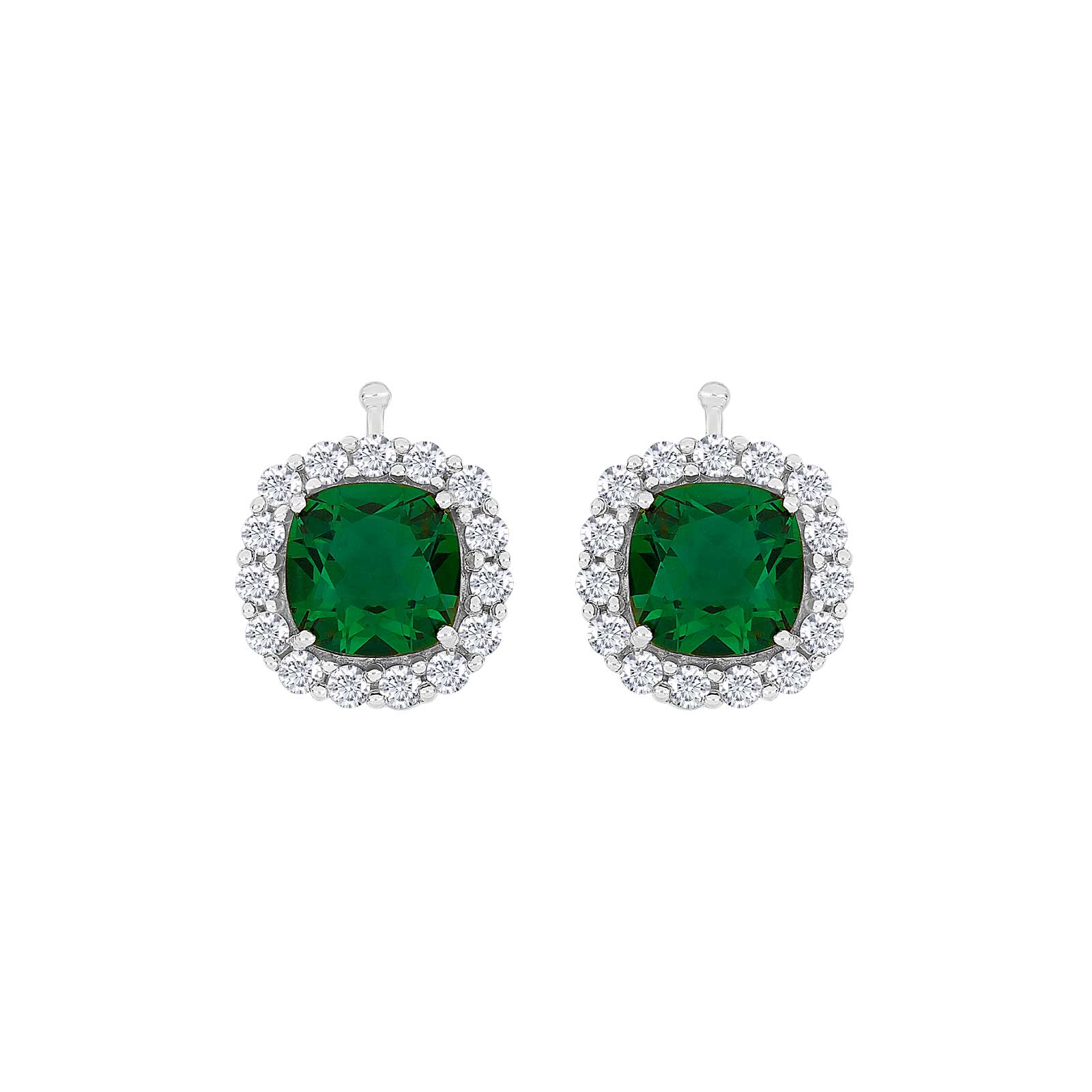 Eleganter Heide-Heinzendorff-Rosettenanhänger aus Silber mit grünem Zirkonia und funkelnden weißen Zirkonia-Steinen – ein stilvolles, zeitloses Schmuckstück.