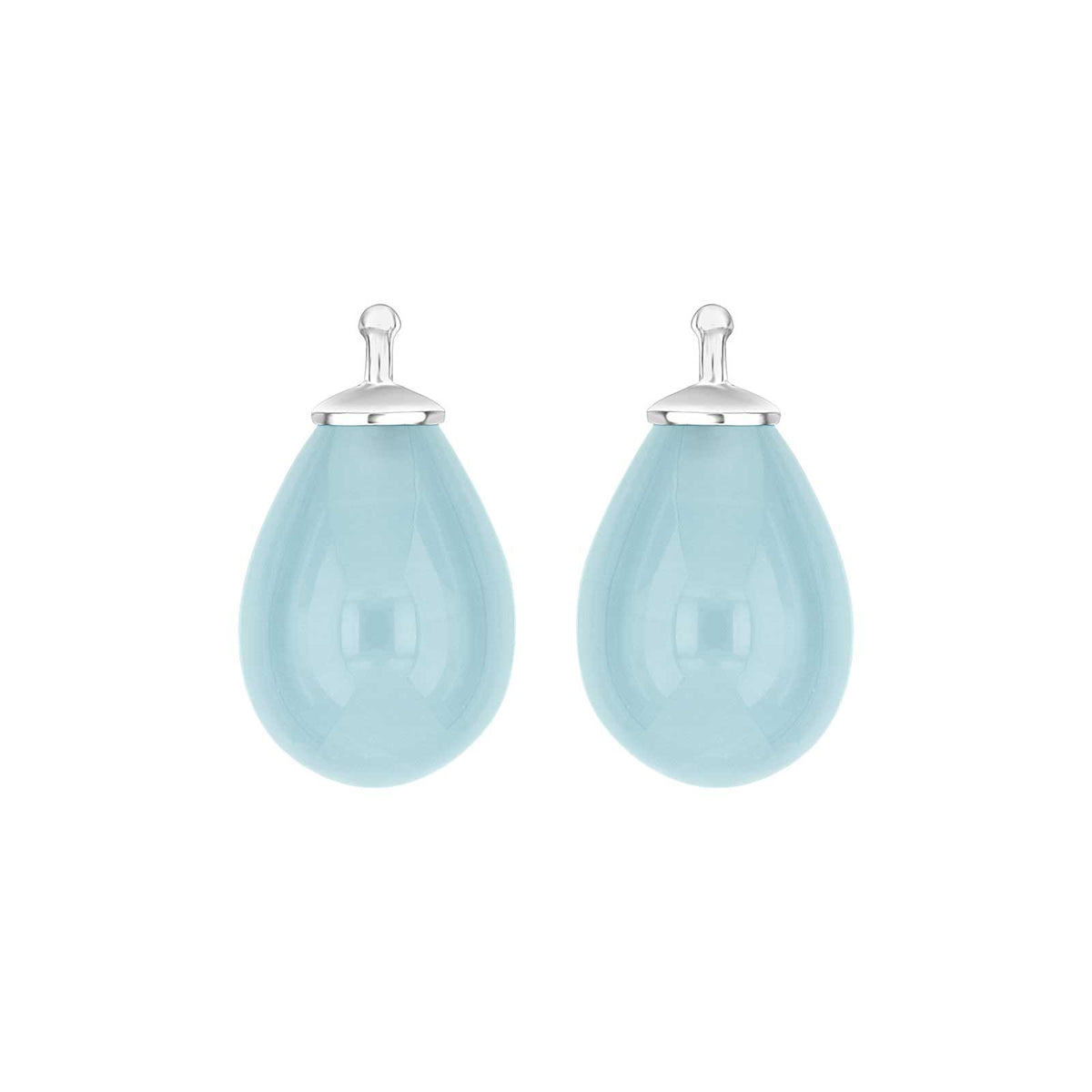Elegante Heide Heinzendorff Ohrhänger aus Silber mit tropfenförmigem, hellblauem böhmischem Quarzglas.