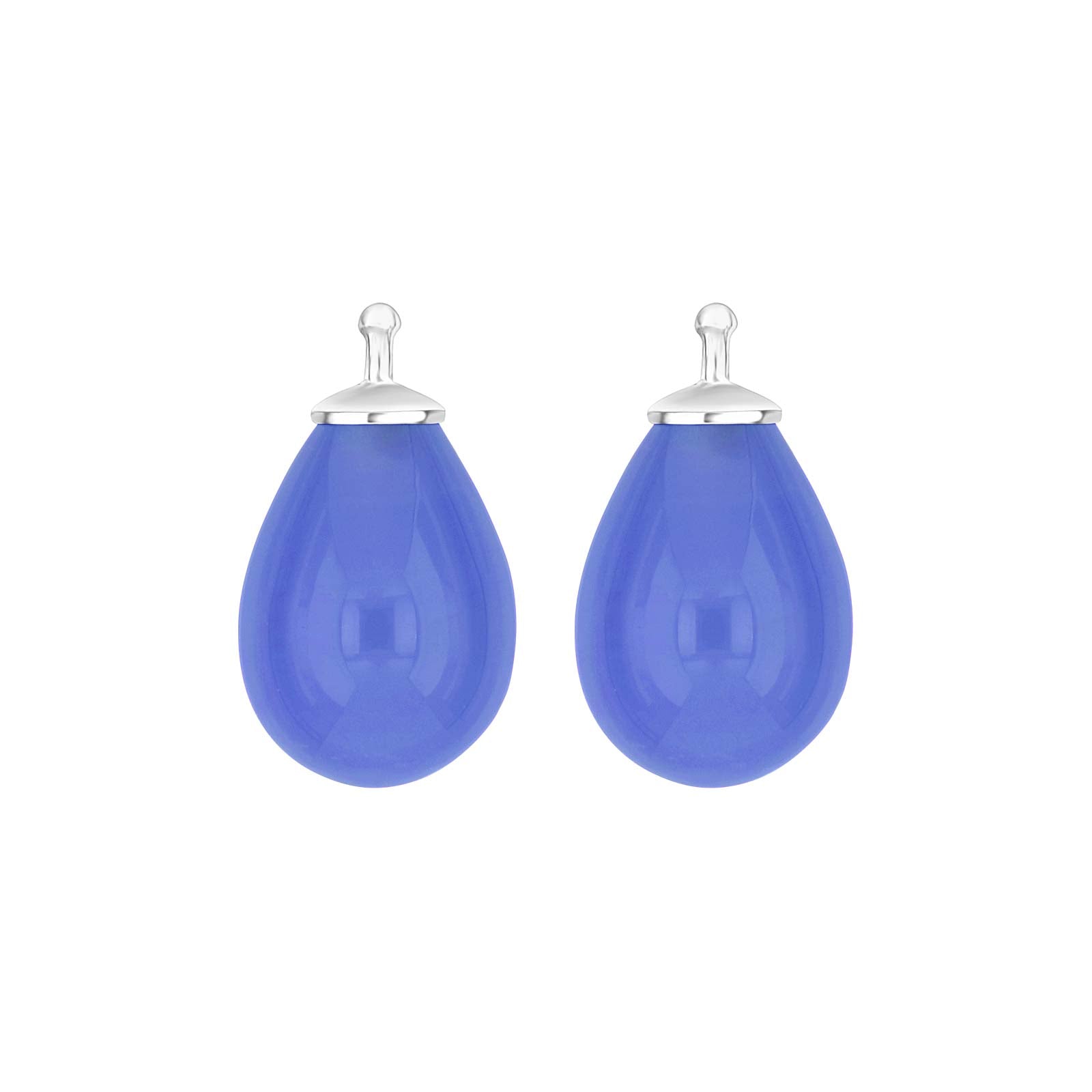 Eleganter tropfenförmiger Ohrschmuck-Anhänger von Heide Heinzendorff aus Silber mit klarem blauem und violettem böhmischem Quarzglas