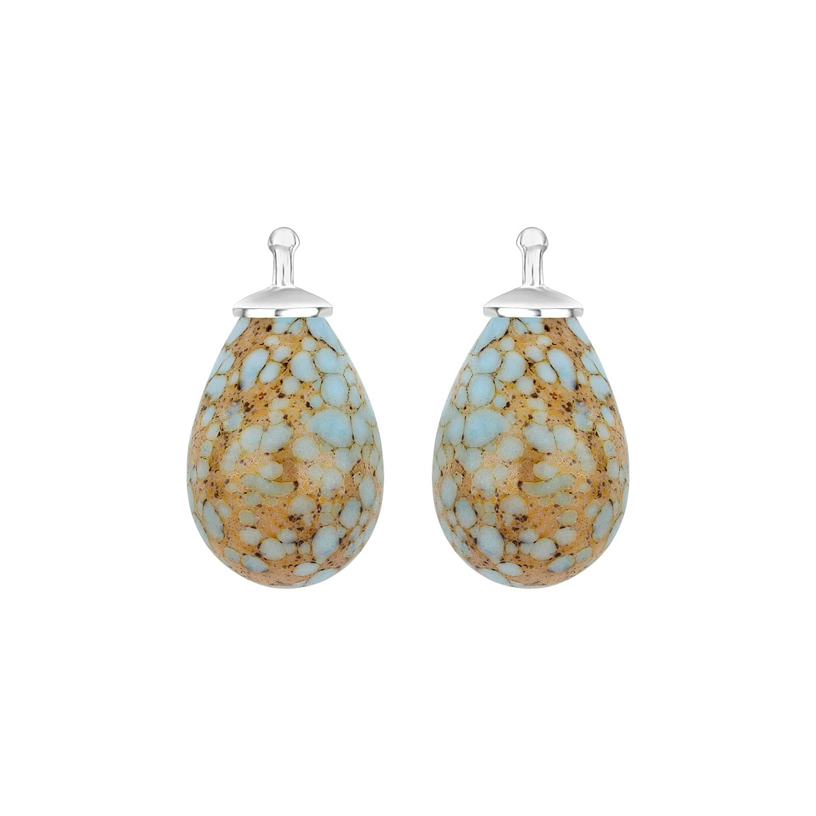 Elegante Heide Heinzendorff Ohrhänger aus Silber mit böhmischem Quarzglas in Hellblau und Beige, 11 x 16 mm – stilvoll und raffiniert.