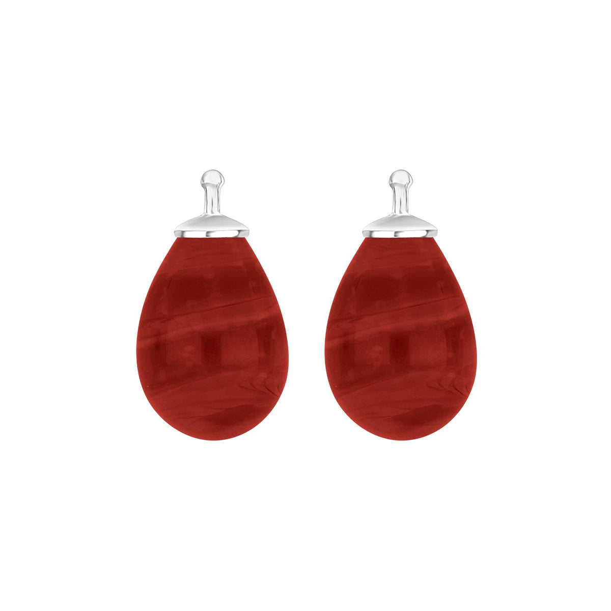 Heide Heinzendorff elegante böhmische Quarzglas-Tropfenohrringe aus Silber mit roten Quarzsteinen
