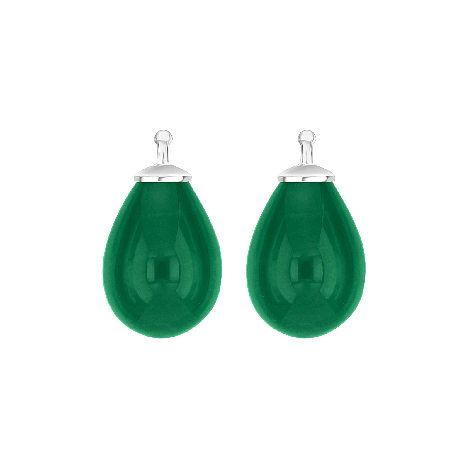 Eleganter Heide Heinzendorff Ohrschmuck-Anhänger in Tropfenform aus böhmischem Quarzglas, gefertigt aus Silber mit smaragdgrünem Quarz
