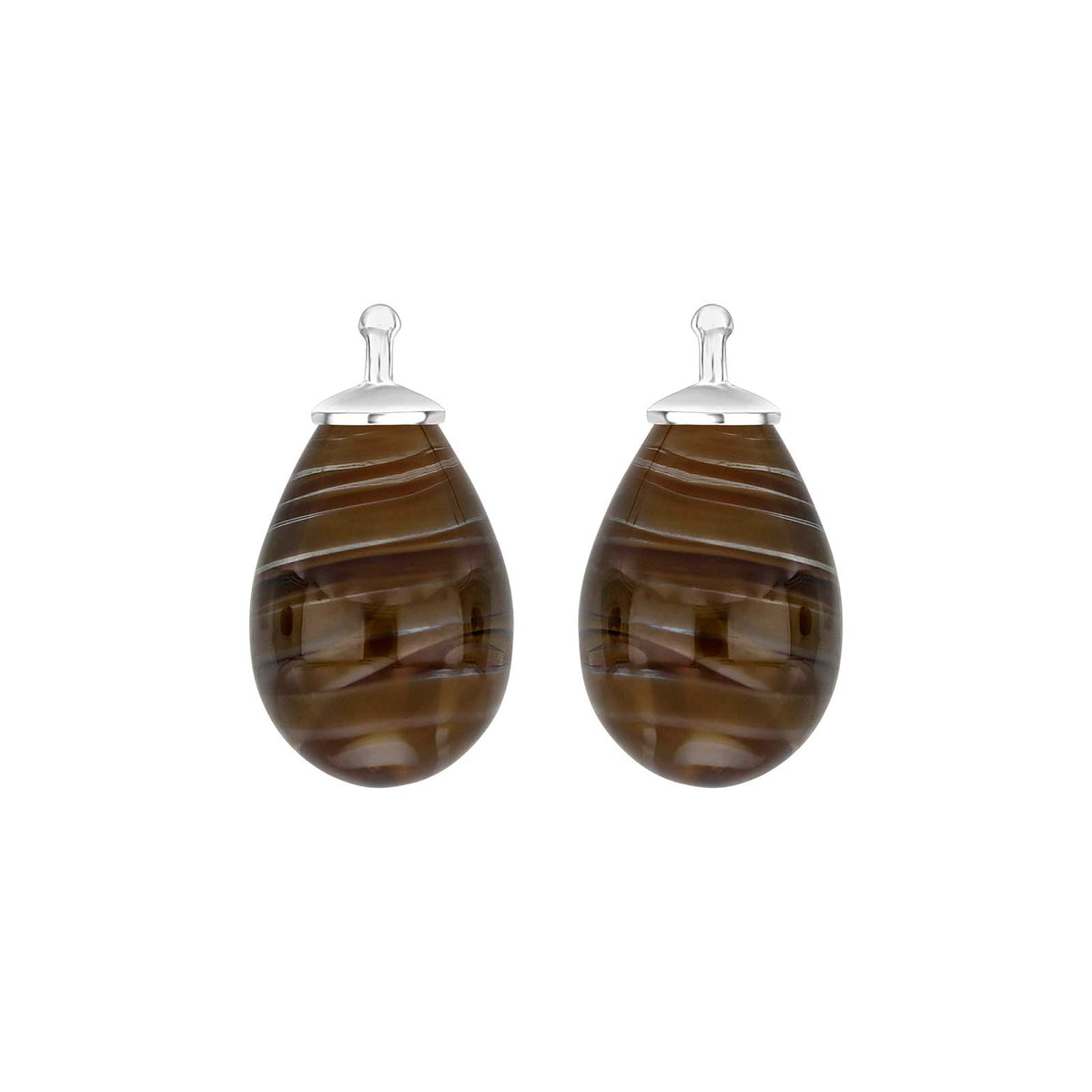 Elegante Heide Heinzendorff Tropfenohrringe aus böhmischem Quarzglas in Silber mit braunem Quarz, 11 x 16 mm