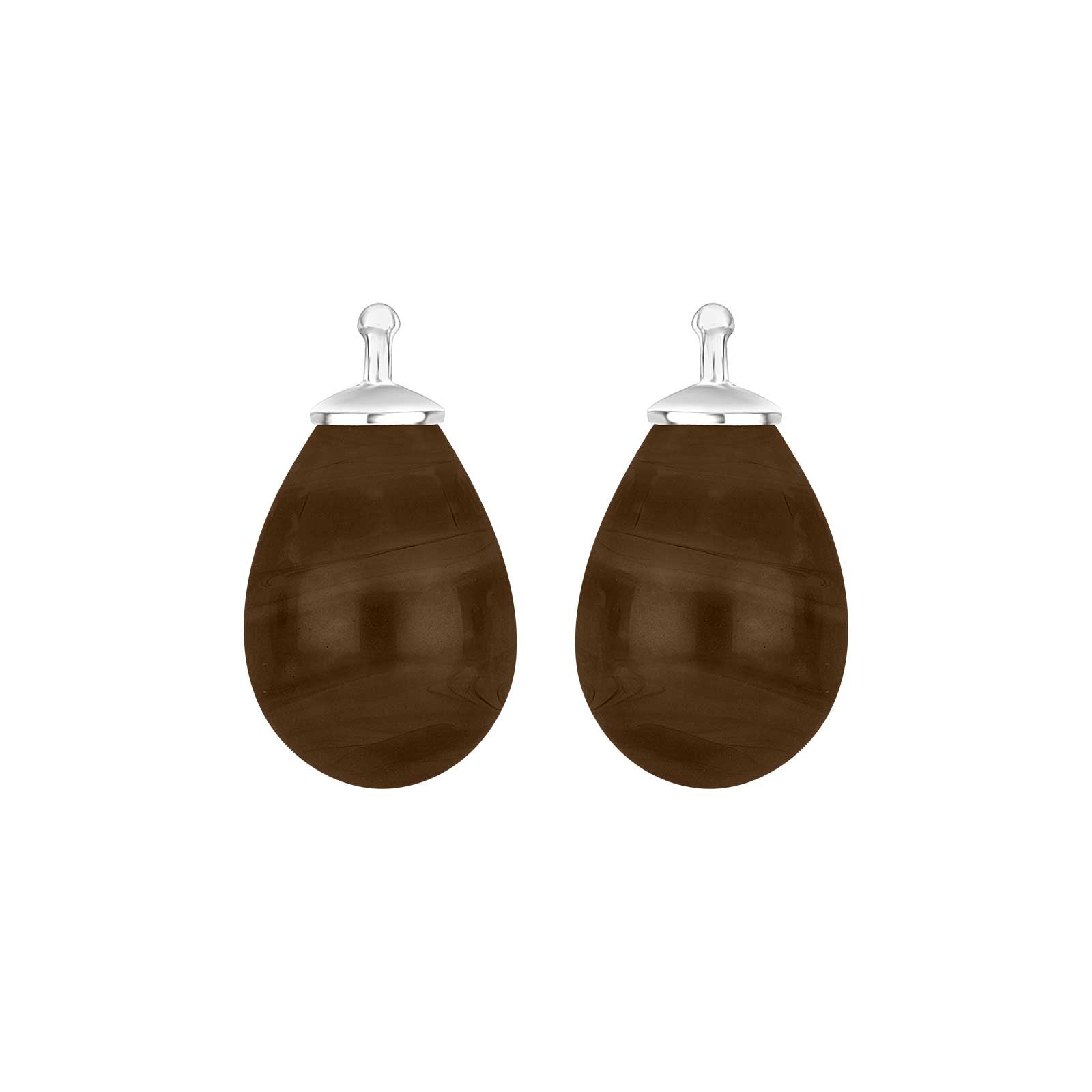 Heide Heinzendorff elegante Tropfenohrringe aus böhmischem Quarzglas und Silber mit raffinierten braunen Quarzsteinen