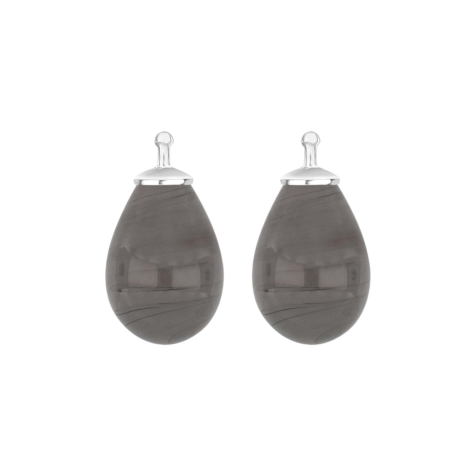 Heide Heinzendorff elegante Tropfenohrringe aus Silber mit böhmischem Quarzglas und dunkelgrauem Quarz