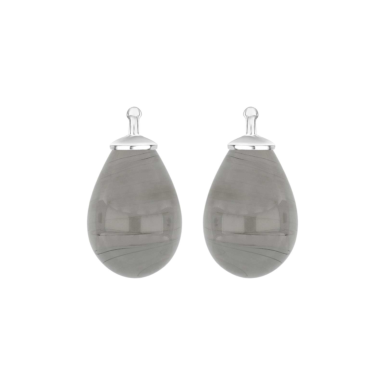 Eleganter Heide-Heinzendorff-Ohrhänger aus Silber mit tropfenförmigem böhmischem Quarzglas und rauchgrauem Quarz.