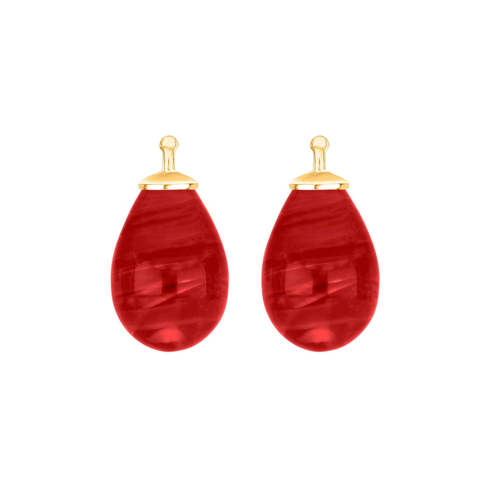 Eleganter Heide Heinzendorff Tropfenanhänger aus böhmischem Quarzglas in vergoldetem Silber mit raffiniertem rotem Quarz, 11 x 16 mm