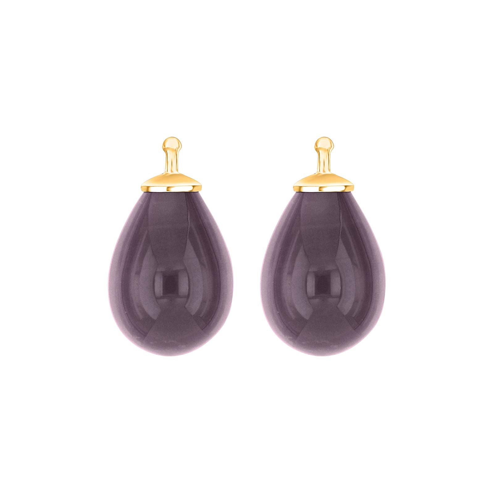 Eleganter Heide-Heinzendorff-Tropfenanhänger aus vergoldetem Silber mit tropfenförmigem, grau-violettem böhmischem Quarzglas – stilvoll und raffiniert.