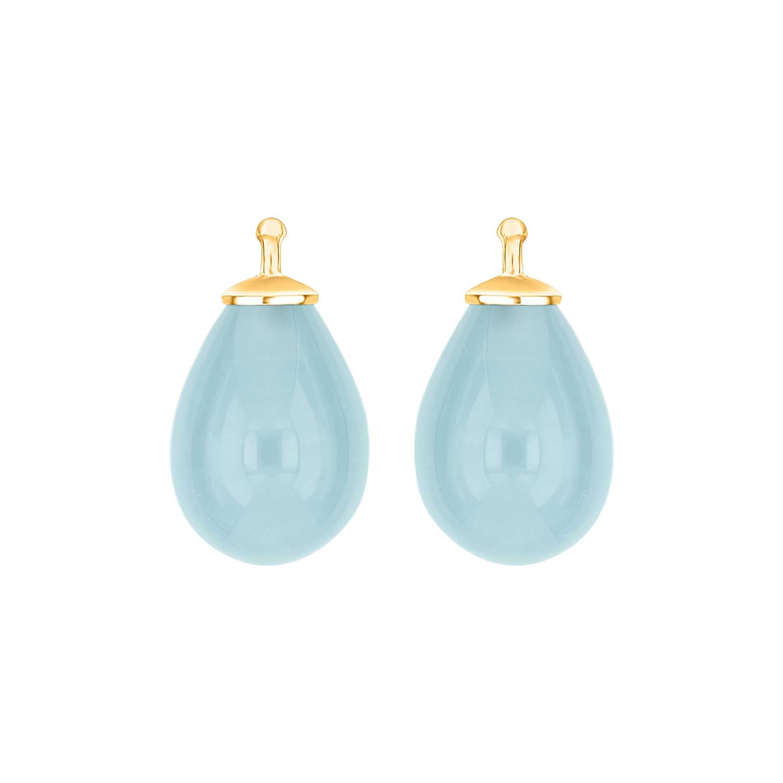 Elegante Tropfenohrringe von Heide Heinzendorff aus vergoldetem Silber mit hellblauem böhmischem Quarzglas – stilvoller Schmuck vom Schmuckzentrum.