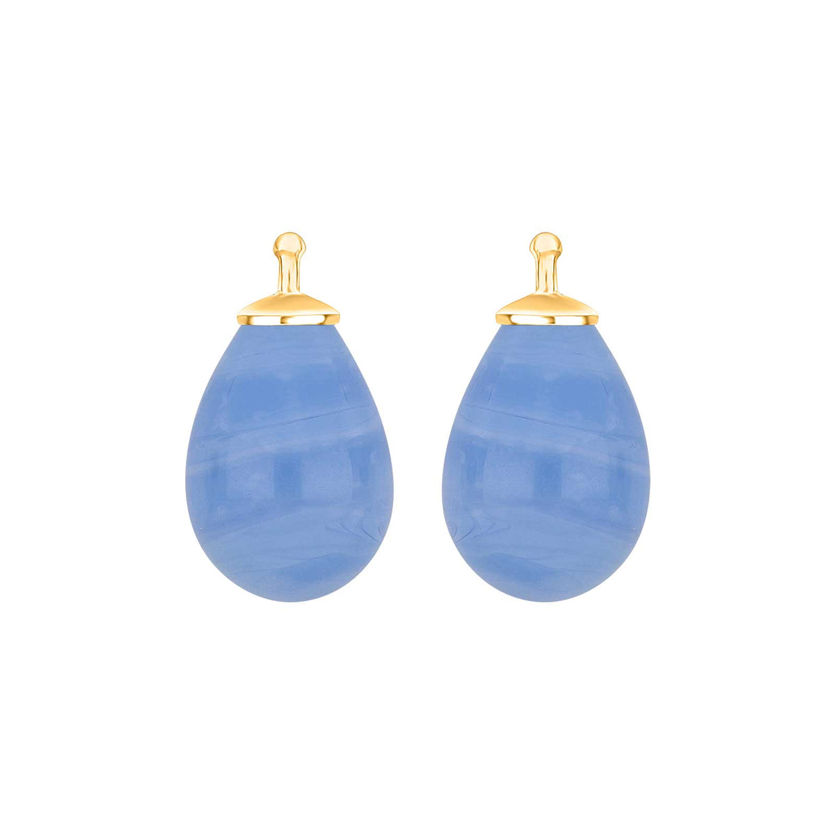 Heide Heinzendorff Anhänger in eleganter Tropfenform aus böhmischem Quarzglas, gefertigt aus vergoldetem Silber mit blauem Quarz, 11 × 16 mm – stilvoll und raffiniert.