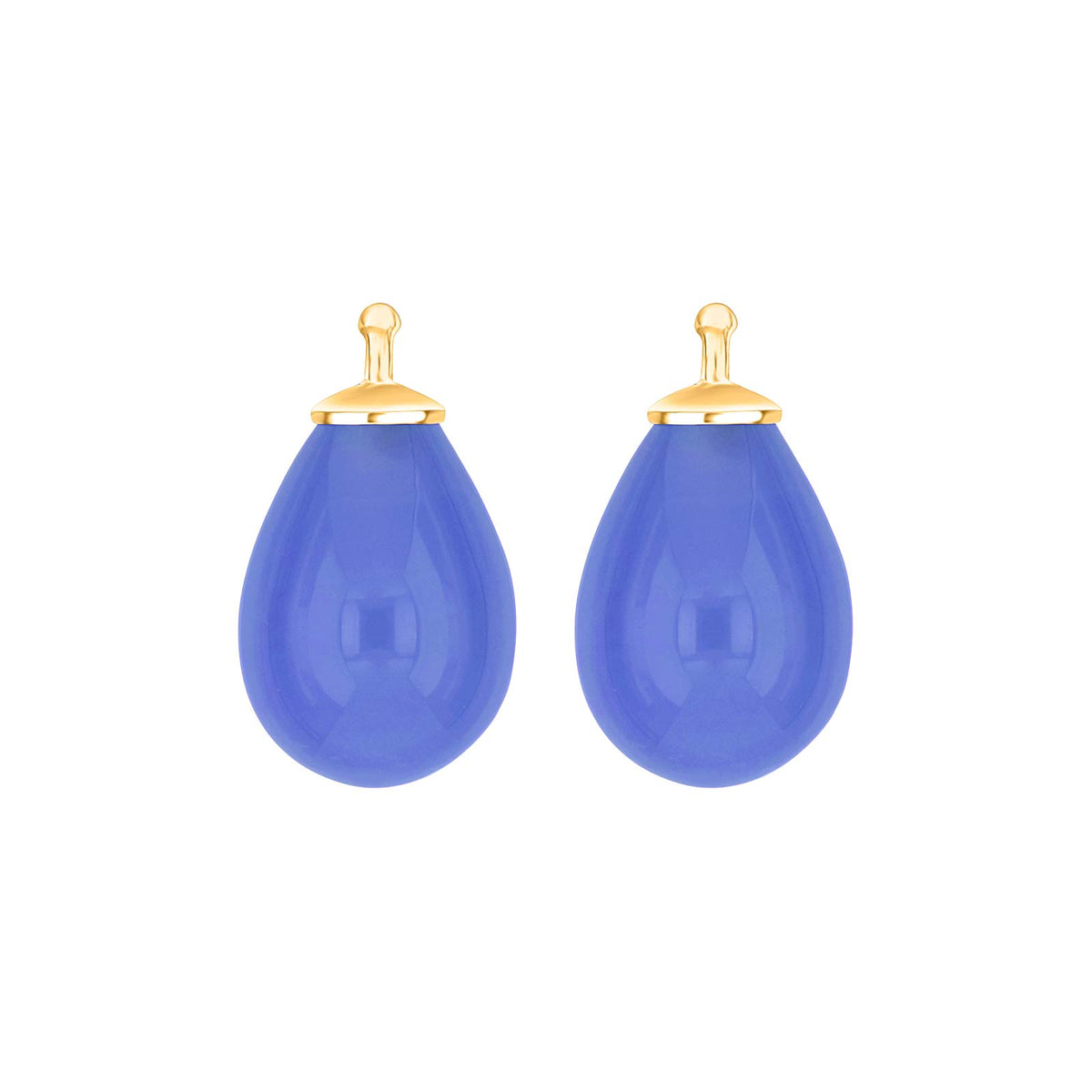 Eleganter Heide-Heinzendorff-Ohrschmuck-Anhänger in Tropfenform aus böhmischem Quarzglas, gefertigt aus vergoldetem Silber mit klar schimmerndem Blau-Lila-Quarz – stilvoll und raffiniert.