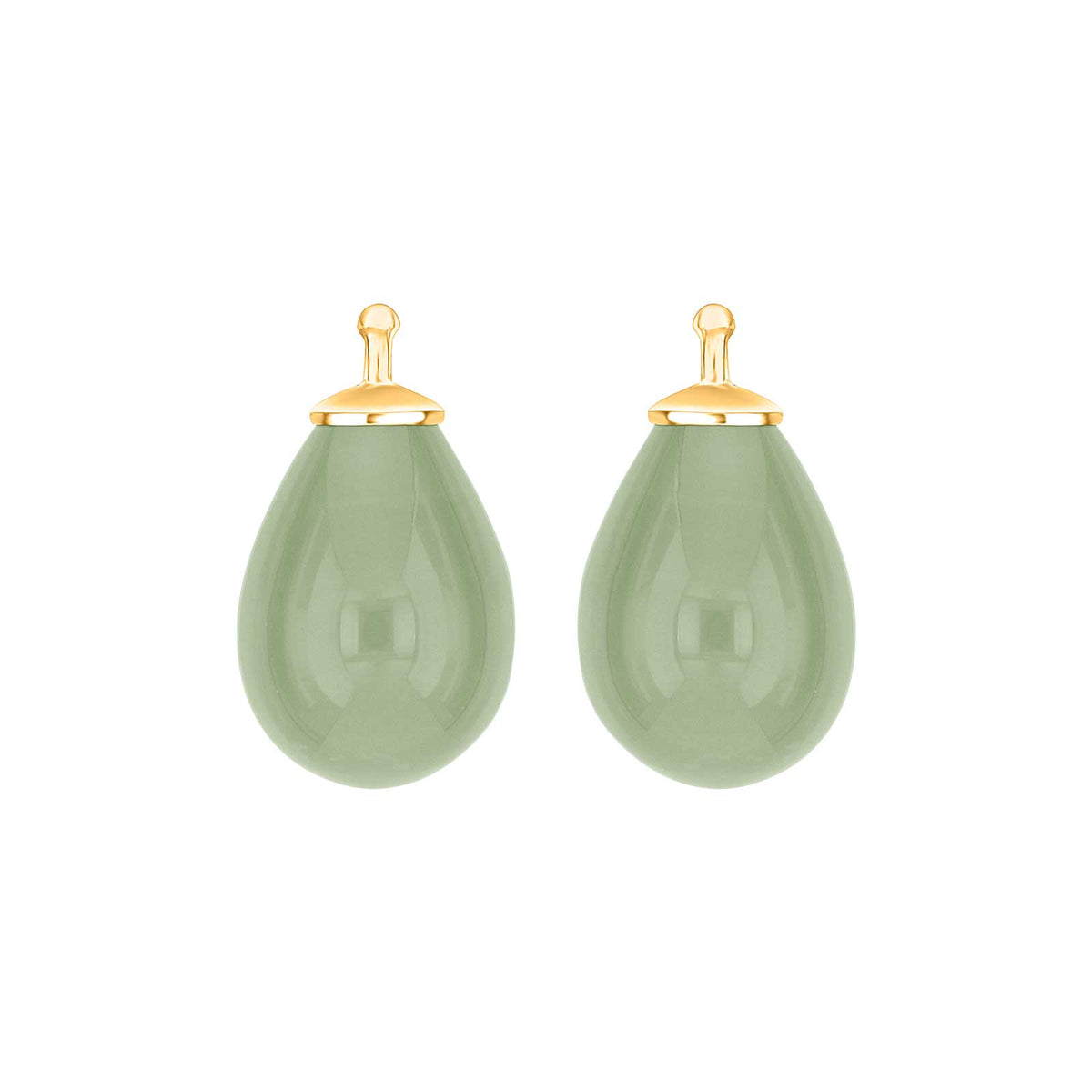 Heide Heinzendorff elegante Ohrhänger aus böhmischem Quarzglas und vergoldetem Silber mit stilvollen, salbeigrünen Quarztropfen, 11 x 16 mm