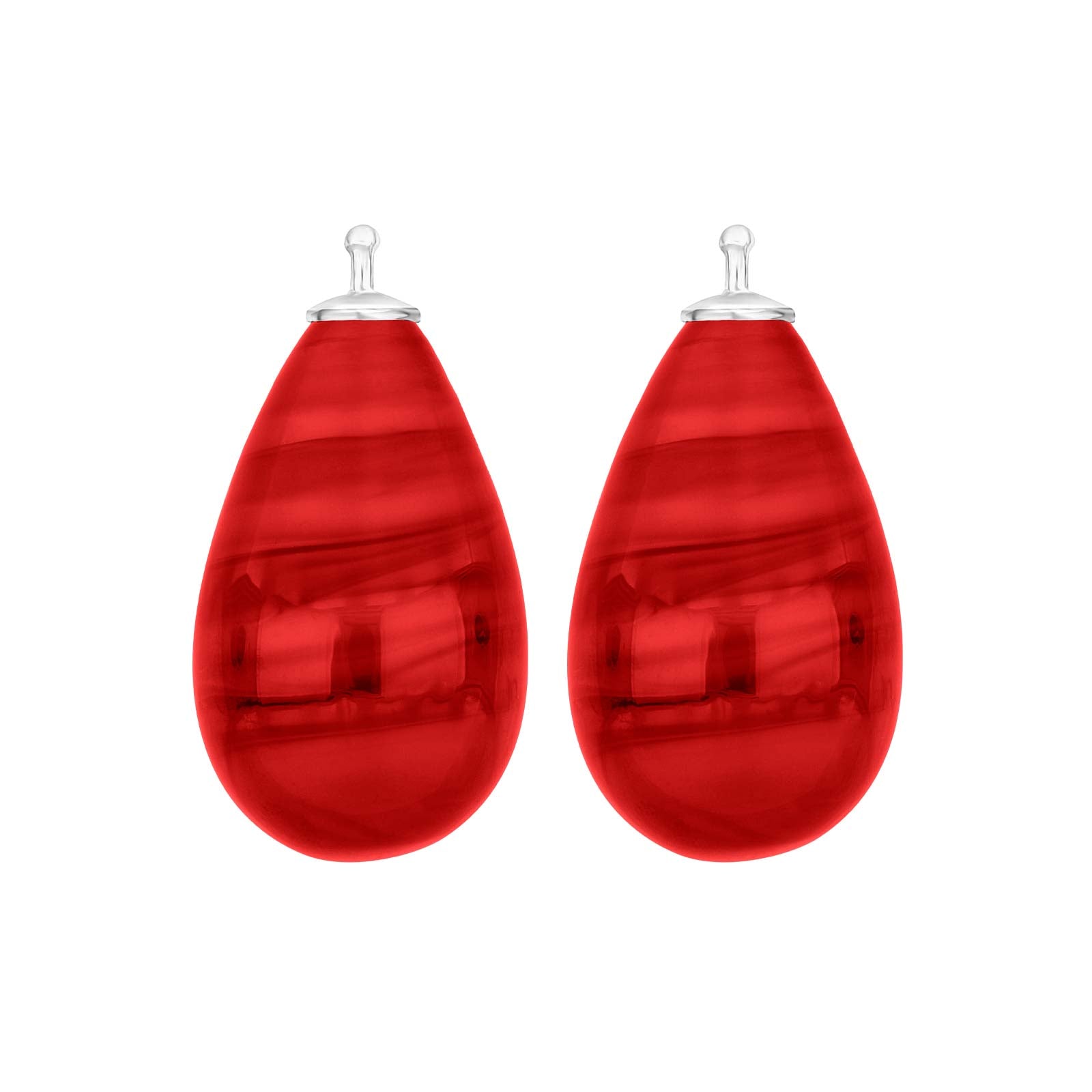 Elegante Heide Heinzendorff Ohrhänger aus böhmischem Quarzglas und passender Systemanhänger aus Silber mit raffiniertem rotem Quarz, 12 × 24 mm, erhältlich im Schmuckzentrum.