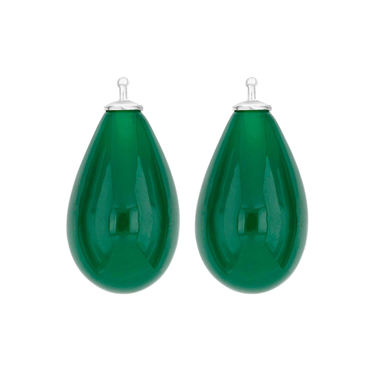Elegante Heide Heinzendorff Tropfenohrringe aus böhmischem Quarzglas in Silber mit grünem Quarz.